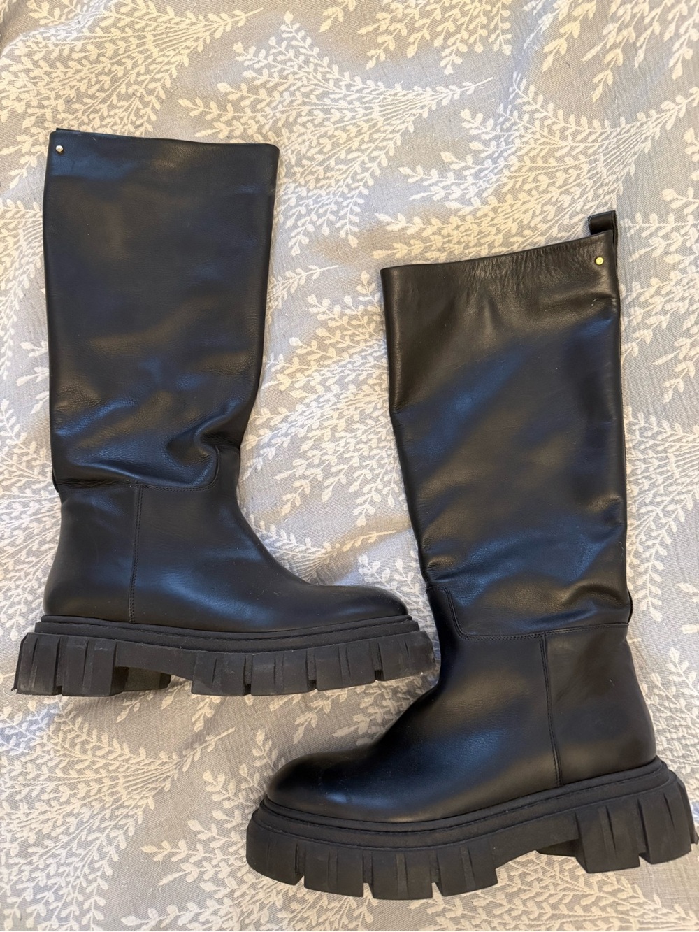 Betta Carrano Black All Leather Knee High Women's Chunky Boots Sz 40